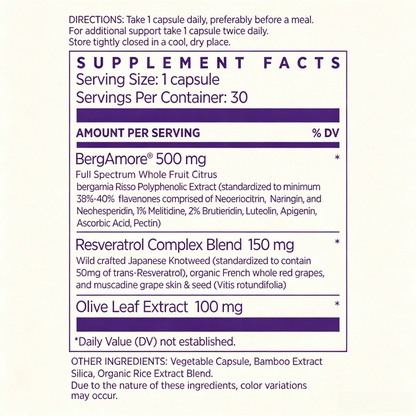NAOMI Italian Citrus Bergamot 500mg 30-Day Supply